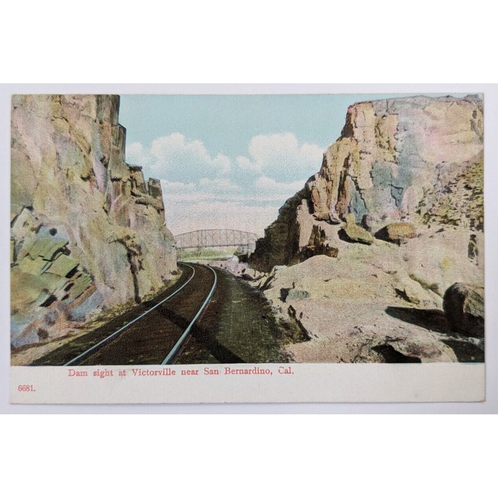 Dam Site at Victorville near San Bernardino California Railroad Antique Postcard